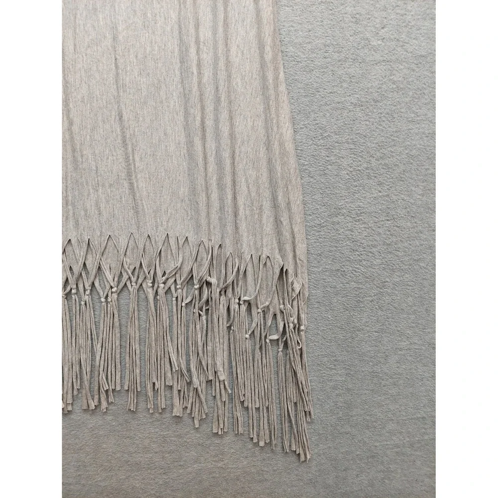 Oddy Women Sweater 3XL Gray Fringe Hem 3/4 Sleeve‎ Lightweight Knit Boho Western